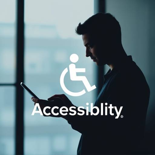Accessibility Logo, a stylized representation of a person using assistive technology